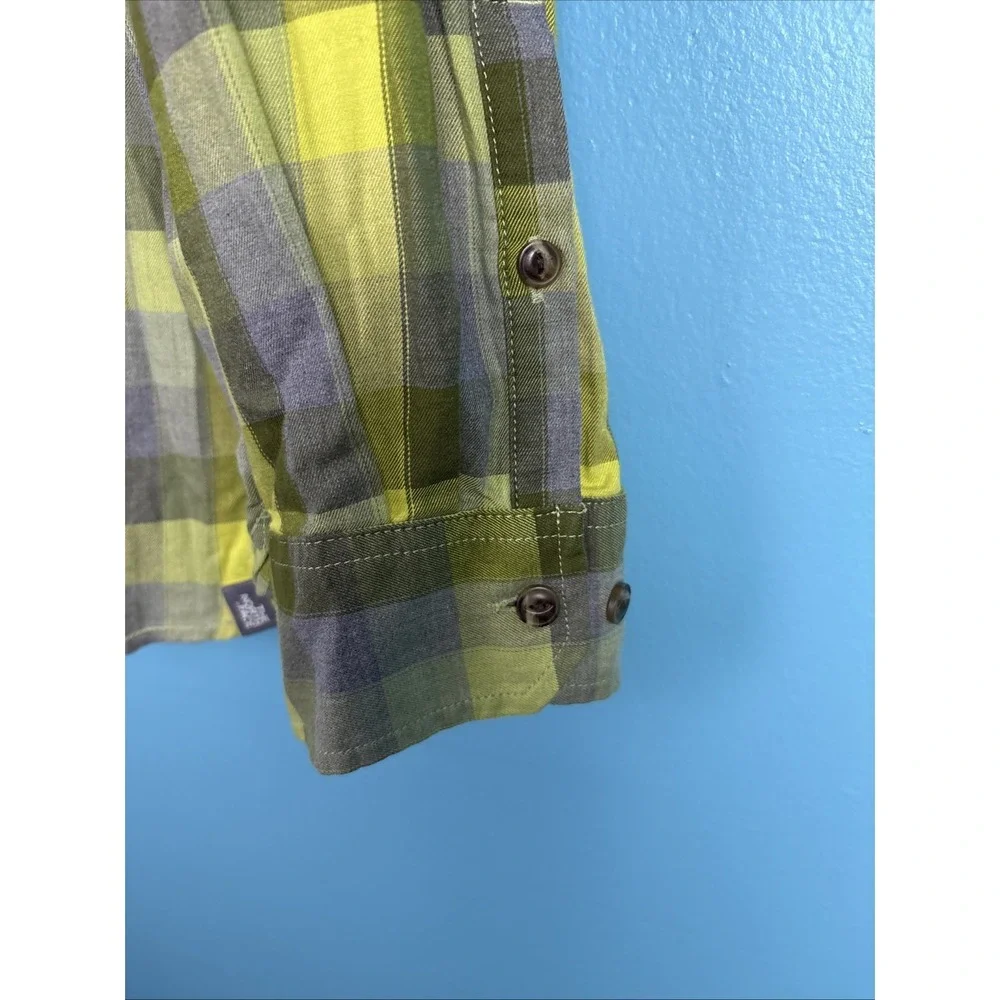 The North Face Mens XL Flannel Shirt Green Plaid Long Sleeve Button Down Gorp